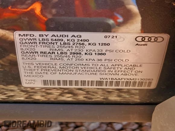 ✅ 2021 Audi Q5 Premium Plus • VIN: WA1BAAFYXM2130283 • Lot: 94369145. Wystawiony na Copart z przebiegiem 52 961 mil. Bezpłatny archiwum sprzedaży aukcyjnych z USA i szczegółowy raport historii pojazdu na DreamBid. Zdjęcie 14.