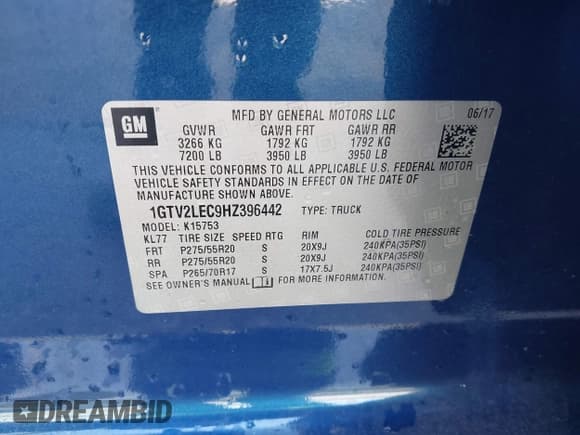 ✅ 2017 GMC Sierra 1500 • VIN: 1GTV2LEC9HZ396442 • Лот: 43440663. Опубликован ранее на IAAI с пробегом 94 076 миль. Бесплатный доступ к архиву аукционных продаж из США и подробный отчёт об истории автомобиля на DreamBid. Изображение 9.
