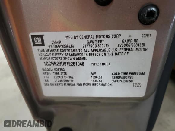 ✅ 2001 Chevrolet Silverado 2500HD LS • VIN: 1GCHK29U01E261048 • Лот: 71836145. Опубликован ранее на Copart с пробегом 94 197 миль. Бесплатный доступ к архиву аукционных продаж из США и подробный отчёт об истории автомобиля на DreamBid. Изображение 12.