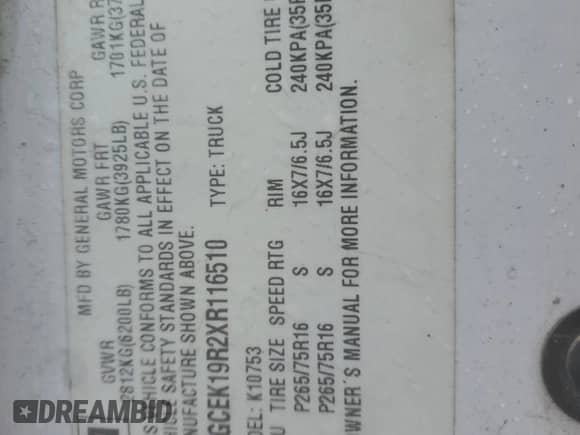 1999 Chevrolet Silverado 1500 with VIN 1GCEK19R2XR116510, listed as a Copart auction lot 50011045 with 174,401 mi miles and Salvage title. Bid and sale history available at DreamBid. Image 13.