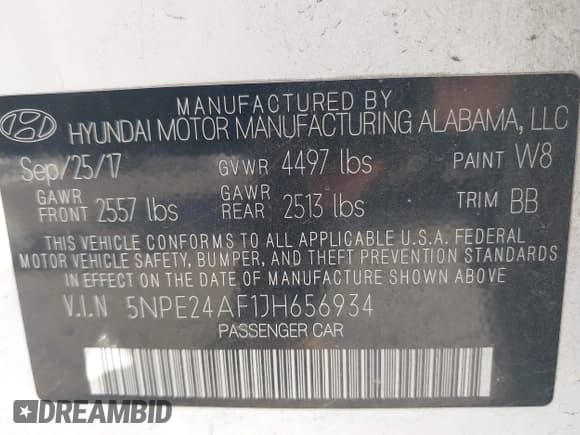 ✅ 2018 Hyundai Sonata SE • VIN: 5NPE24AF1JH656934 • Лот: 43210956. Опубликован ранее на IAAI с пробегом 80 298 миль. Бесплатный доступ к архиву аукционных продаж из США и подробный отчёт об истории автомобиля на DreamBid. Изображение 9.