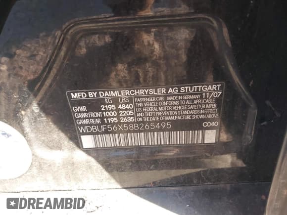 ✅ 2008 Mercedes-Benz E 350 Luxury • VIN: WDBUF56X58B265495 • Lot: 43700496. Wystawiony na IAAI z przebiegiem Nie podano. Bezpłatny archiwum sprzedaży aukcyjnych z USA i szczegółowy raport historii pojazdu na DreamBid. Zdjęcie 9.