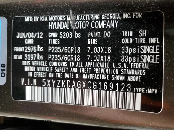 ✅ 2012 Hyundai Santa Fe Limited • VIN: 5XYZKDAGXCG169123 • Lot: 85311684. Listed on Copart with 144,929 mi. Free auction sales archive from the USA and detailed vehicle history report at DreamBid. Image 14.