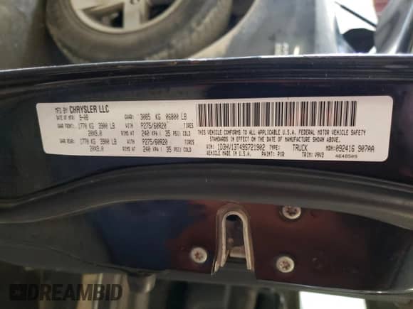 2009 Dodge 1500 TRX с VIN 1D3HV13T49S721902, выставлен на аукционе Copart как лот 46147265 с пробегом 242 294 миль миль и Списание • Salvage title. История ставок и продаж доступна на DreamBid. Изображение 12.