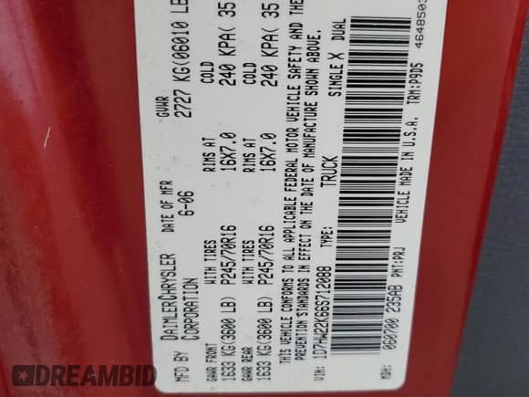 2006 Dodge Dakota ST с VIN 1D7HW22K66S712088, выставлен на аукционе Copart как лот 80034565 с пробегом 65 698 миль миль и Списание • Salvage title. История ставок и продаж доступна на DreamBid. Изображение 12.