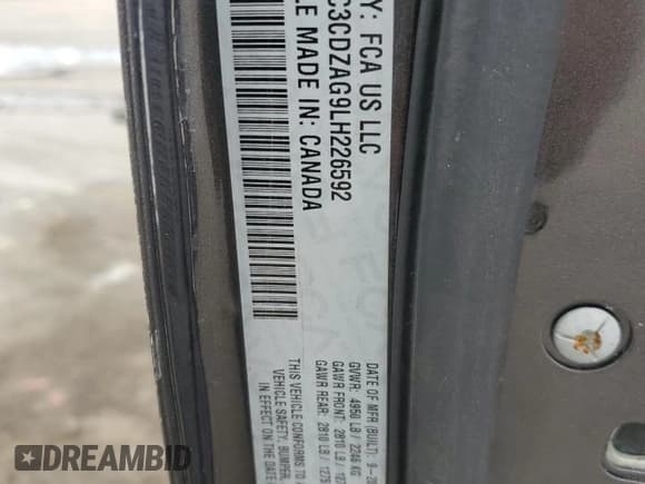 ✅ 2020 Dodge Challenger SXT • VIN: 2C3CDZAG9LH226592 • Lot: 82234615. Listed on Copart with 58,475 mi. Free auction sales archive from the USA and detailed vehicle history report at DreamBid. Image 13.