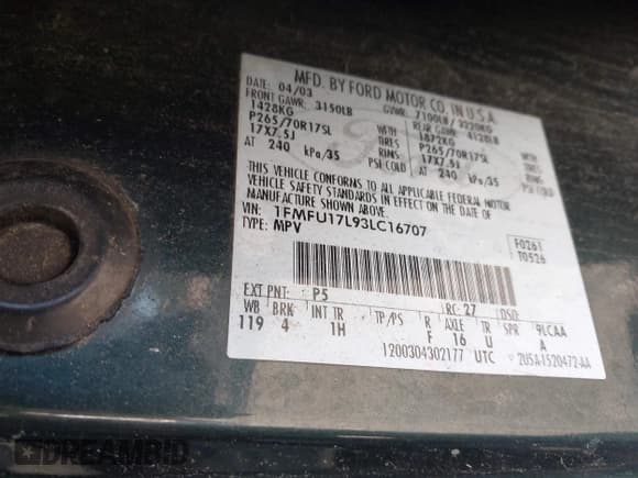 ✅ 2003 Ford Expedition Eddie Bauer • VIN: 1FMFU17L93LC16707 • Лот: 43680579. Опубликован ранее на IAAI с пробегом 233 268 миль. Бесплатный доступ к архиву аукционных продаж из США и подробный отчёт об истории автомобиля на DreamBid. Изображение 9.