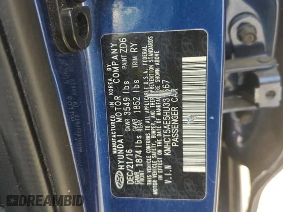 ✅ 2017 Hyundai Accent SE • VIN: KMHCT5AE5HU331667 • Лот: 67539694. Опубликован ранее на Copart с пробегом 100 078 миль. Бесплатный доступ к архиву аукционных продаж из США и подробный отчёт об истории автомобиля на DreamBid. Изображение 13.