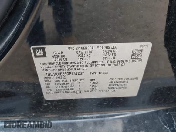 ✅ 2016 Chevrolet Silverado 2500HD LT • VIN: 1GC1KVE86GF237237 • Lot: 42989344. Listed on IAAI with 135,318 mi. Free auction sales archive from the USA and detailed vehicle history report at DreamBid. Image 9.