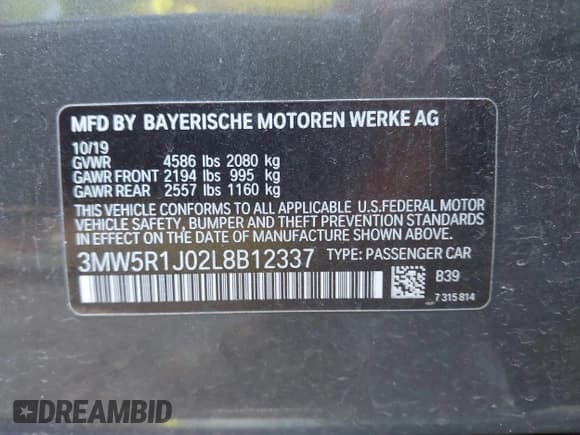 ✅ 2020 BMW 3 Series 330i • VIN: 3MW5R1J02L8B12337 • Lot: 43416692. Wystawiony na IAAI z przebiegiem 84 138 mil. Bezpłatny archiwum sprzedaży aukcyjnych z USA i szczegółowy raport historii pojazdu na DreamBid. Zdjęcie 9.