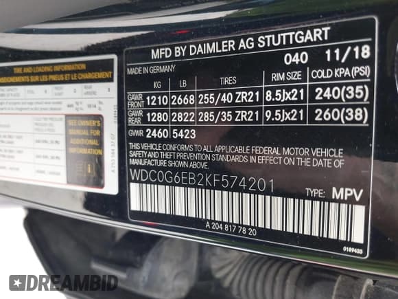 ✅ 2019 Mercedes-Benz GLC 43 AMG • VIN: WDC0G6EB2KF574201 • Lot: 42341880. Listed on IAAI with 52,759 mi. Free auction sales archive from the USA and detailed vehicle history report at DreamBid. Image 9.