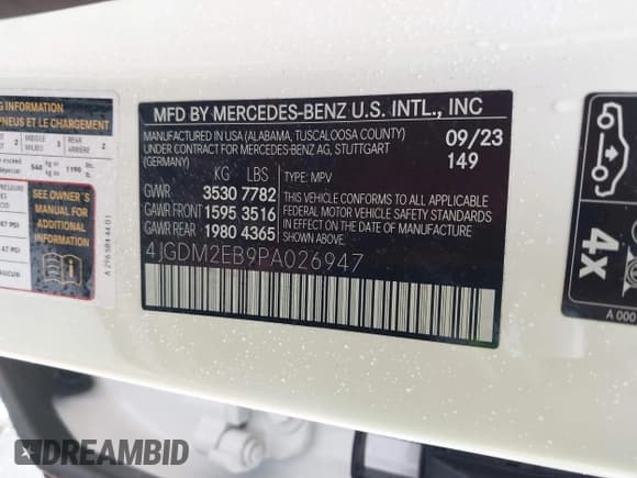 ✅ 2023 Mercedes-Benz EQS 450 • VIN: 4JGDM2EB9PA026947 • Lot: 41560054. Listed on IAAI with 19,895 mi. Free auction sales archive from the USA and detailed vehicle history report at DreamBid. Image 9.