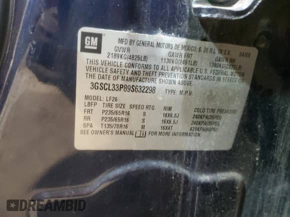 2009 Saturn VUE XE z VIN 3GSCL33P89S632298, wystawiony jako Copart lot #88531185 z przebiegiem 212 077 mil mil oraz Szkoda całkowita • Salvage title. Historia ofert i sprzedaży dostępna na DreamBid. Obrazek 13.