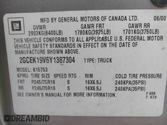✅ 2000 Chevrolet Silverado 1500 LS • VIN: 2GCEK19V6Y1387304 • Lot: 42312482. Wystawiony na IAAI z przebiegiem 279 382 mil mil. Skorzystaj z bezpłatnego archiwum sprzedaży aukcyjnych z USA i zobacz szczegółowy raport historii pojazdu na DreamBid. Zdjęcie 9.