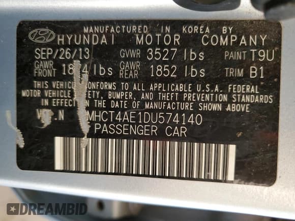 ✅ 2013 Hyundai Accent GLS • VIN: KMHCT4AE1DU574140 • Lot: 71913295. Listed on Copart with 116,861 mi. Free auction sales archive from the USA and detailed vehicle history report at DreamBid. Image 12.