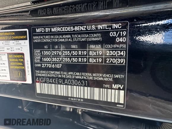 ✅ 2020 Mercedes-Benz GLE 350 • VIN: 4JGFB4KE9LA030631 • Лот: 67747285. Опубликован ранее на Copart с пробегом 94 793 миль. Бесплатный доступ к архиву аукционных продаж из США и подробный отчёт об истории автомобиля на DreamBid. Изображение 14.