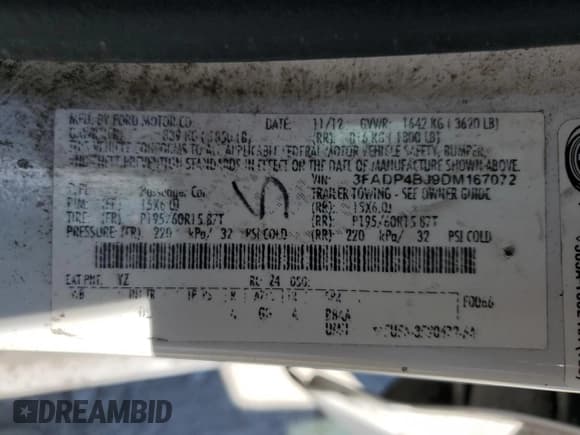 ✅ 2013 Ford Fiesta SE • VIN: 3FADP4BJ9DM167072 • Лот: 82545105. Опубликован ранее на Copart с пробегом 147 949 миль. Бесплатный доступ к архиву аукционных продаж из США и подробный отчёт об истории автомобиля на DreamBid. Изображение 12.