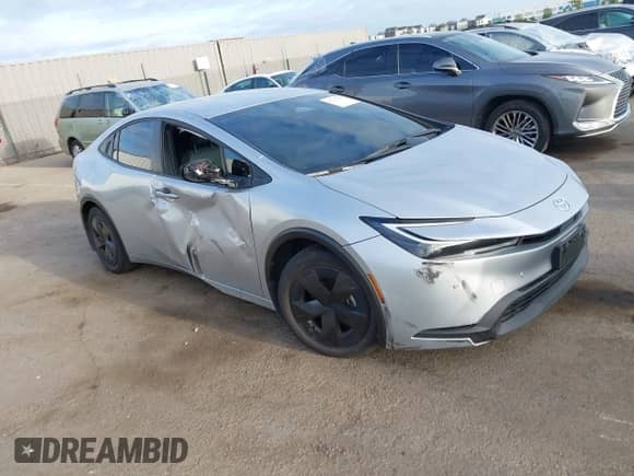 2025 Toyota Prius LE with VIN JTDACAAU4S3052719, listed as a IAAI auction lot 43175096 with 23,082 mi miles and . Bid and sale history available at DreamBid. Image 1.