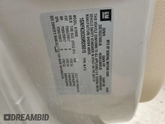 ✅ 2009 Chevrolet Suburban 1LT • VIN: 1GNFK26339R236515 • Lot: 53342815. Wystawiony na Copart z przebiegiem Nie podano. Bezpłatny archiwum sprzedaży aukcyjnych z USA i szczegółowy raport historii pojazdu na DreamBid. Zdjęcie 13.