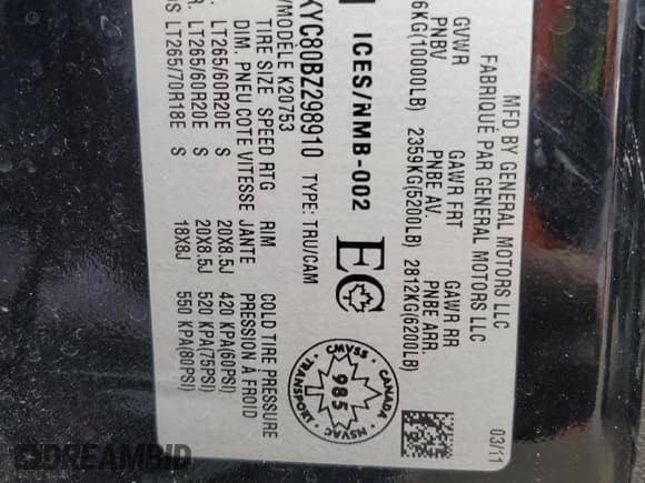 ✅ 2011 Chevrolet Silverado 2500HD LTZ • VIN: 1GC2KYC80BZ298910 • Lot: 45534755. Listed on Copart with 179,293 mi. Free auction sales archive from the USA and detailed vehicle history report at DreamBid. Image 12.