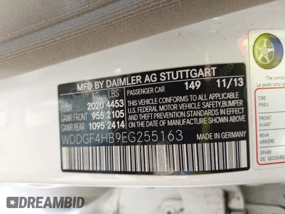 ✅ 2014 Mercedes-Benz C 250 Sport • VIN: WDDGF4HB9EG255163 • Lot: 42715029. Listed on IAAI with 65,405 mi. Free auction sales archive from the USA and detailed vehicle history report at DreamBid. Image 9.