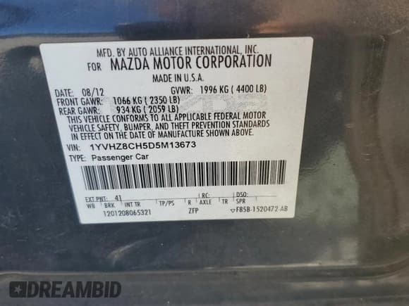 ✅ 2013 Mazda 6 i Grand Touring • VIN: 1YVHZ8CH5D5M13673 • Лот: 86652615. Опубликован ранее на Copart с пробегом 149 012 миль. Бесплатный доступ к архиву аукционных продаж из США и подробный отчёт об истории автомобиля на DreamBid. Изображение 12.