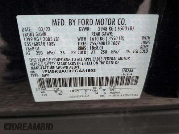 ✅ 2023 Ford Police Interceptor Utility • VIN: 1FM5K8AC0PGA81893 • Лот: 74794054. Опубликован ранее на Copart с пробегом 10 330 миль. Бесплатный доступ к архиву аукционных продаж из США и подробный отчёт об истории автомобиля на DreamBid. Изображение 14.