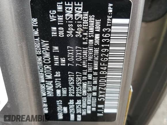 ✅ 2015 Hyundai Santa Fe • VIN: 5XYZUDLB4FG291363 • Lot: 82404755. Wystawiony na Copart z przebiegiem 92 777 mil. Bezpłatny archiwum sprzedaży aukcyjnych z USA i szczegółowy raport historii pojazdu na DreamBid. Zdjęcie 13.