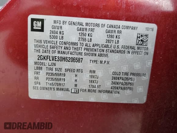 ✅ 2017 GMC Terrain Denali • VIN: 2GKFLVE30H6206587 • Лот: 61958195. Опубликован ранее на Copart с пробегом 92 862 миль. Бесплатный доступ к архиву аукционных продаж из США и подробный отчёт об истории автомобиля на DreamBid. Изображение 13.