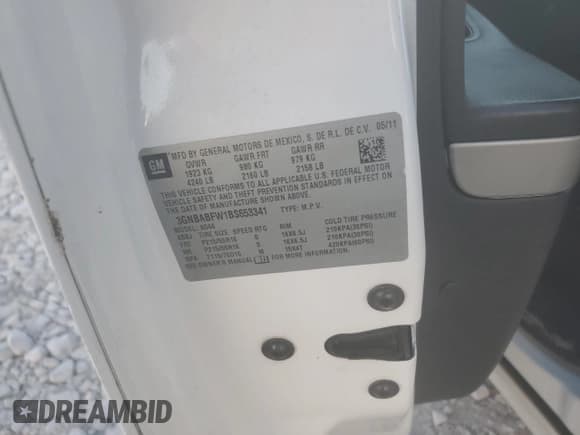 ✅ 2011 Chevrolet HHR 1LT • VIN: 3GNBABFW1BS653341 • Lot: 80078394. Listed on Copart with 113,177 mi. Free auction sales archive from the USA and detailed vehicle history report at DreamBid. Image 15.