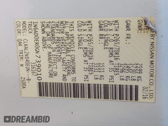 ✅ 2016 Nissan Frontier SV • VIN: 1N6AD0ER0GN739010 • Лот: 41987941. Опубликован ранее на IAAI с пробегом 190 697 миль. Бесплатный доступ к архиву аукционных продаж из США и подробный отчёт об истории автомобиля на DreamBid. Изображение 9.