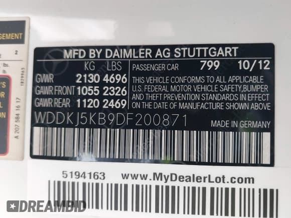 ✅ 2013 Mercedes-Benz E 350 • VIN: WDDKJ5KB9DF200871 • Lot: 42715286. Wystawiony na IAAI z przebiegiem 36 556 mil. Bezpłatny archiwum sprzedaży aukcyjnych z USA i szczegółowy raport historii pojazdu na DreamBid. Zdjęcie 9.