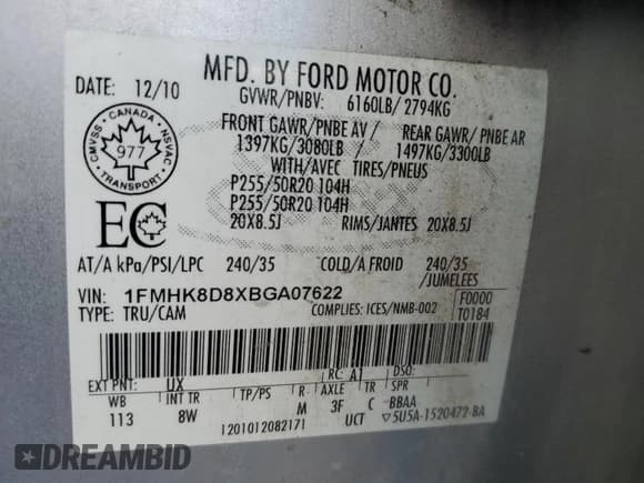 ✅ 2011 Ford Explorer XLT • VIN: 1FMHK8D8XBGA07622 • Lot: 58618345. Wystawiony na Copart z przebiegiem 205 388 mil. Bezpłatny archiwum sprzedaży aukcyjnych z USA i szczegółowy raport historii pojazdu na DreamBid. Zdjęcie 13.