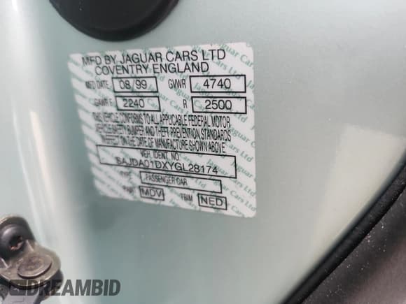 ✅ 2000 Jaguar S-Type V8 • VIN: SAJDA01DXYGL28174 • Лот: 81708975. Опубликован ранее на Copart с пробегом 84 793 миль. Бесплатный доступ к архиву аукционных продаж из США и подробный отчёт об истории автомобиля на DreamBid. Изображение 12.