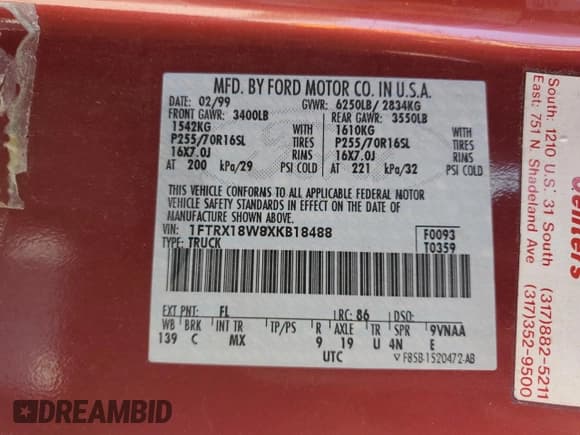 ✅ 1999 Ford F-150 • VIN: 1FTRX18W8XKB18488 • Lot: 71613565. Wystawiony na Copart z przebiegiem Nie podano. Bezpłatny archiwum sprzedaży aukcyjnych z USA i szczegółowy raport historii pojazdu na DreamBid. Zdjęcie 12.