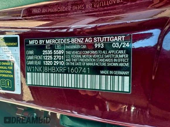 ✅ 2024 Mercedes-Benz GLC 43 AMG • VIN: W1NKJ8HBXRF160741 • Лот: 96297825. Опубликован ранее на Copart с пробегом 12 472 миль. Бесплатный доступ к архиву аукционных продаж из США и подробный отчёт об истории автомобиля на DreamBid. Изображение 14.