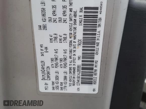 ✅ 2004 Dodge 1500 ST • VIN: 1D7HA16K14J285991 • Лот: 85225644. Опубликован ранее на Copart с пробегом 201 146 миль. Бесплатный доступ к архиву аукционных продаж из США и подробный отчёт об истории автомобиля на DreamBid. Изображение 14.