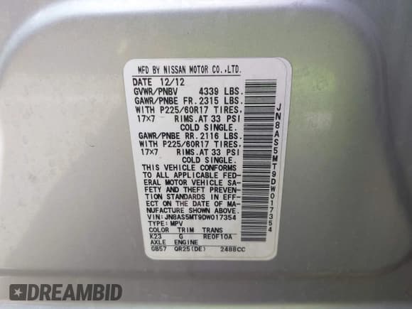 ✅ 2013 Nissan Rogue SL • VIN: JN8AS5MT9DW017354 • Лот: 42179655. Опубликован ранее на IAAI с пробегом 154 522 миль. Бесплатный доступ к архиву аукционных продаж из США и подробный отчёт об истории автомобиля на DreamBid. Изображение 9.