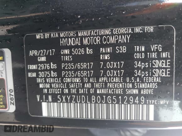 ✅ 2018 Hyundai Santa Fe 2.4L • VIN: 5XYZUDLB0JG512949 • Лот: 39501394. Опубликован ранее на Copart с пробегом 89 092 миль. Бесплатный доступ к архиву аукционных продаж из США и подробный отчёт об истории автомобиля на DreamBid. Изображение 15.