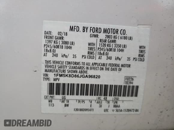 ✅ 2018 Ford Explorer XLT • VIN: 1FM5K8D86JGA96820 • Lot: 93448495. Wystawiony na Copart z przebiegiem 40 599 mil. Bezpłatny archiwum sprzedaży aukcyjnych z USA i szczegółowy raport historii pojazdu na DreamBid. Zdjęcie 13.