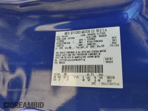 ✅ 2003 Ford Ranger XL • VIN: 1FTYR14U33PB59716 • Lot: 72084915. Wystawiony na Copart z przebiegiem 210 604 mil. Bezpłatny archiwum sprzedaży aukcyjnych z USA i szczegółowy raport historii pojazdu na DreamBid. Zdjęcie 12.