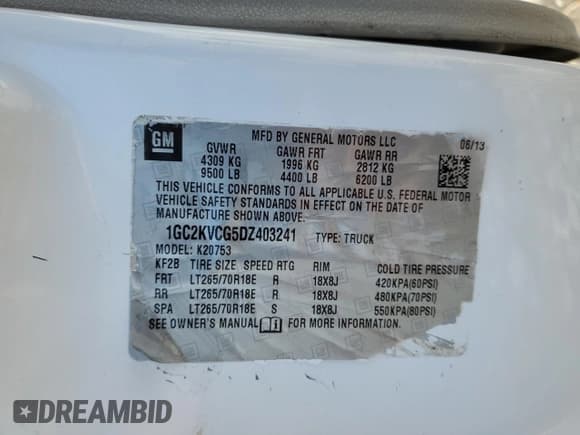 ✅ 2013 Chevrolet Silverado 2500HD Work Truck • VIN: 1GC2KVCG5DZ403241 • Lot: 38055054. Wystawiony na Copart z przebiegiem Nie podano. Bezpłatny archiwum sprzedaży aukcyjnych z USA i szczegółowy raport historii pojazdu na DreamBid. Zdjęcie 13.