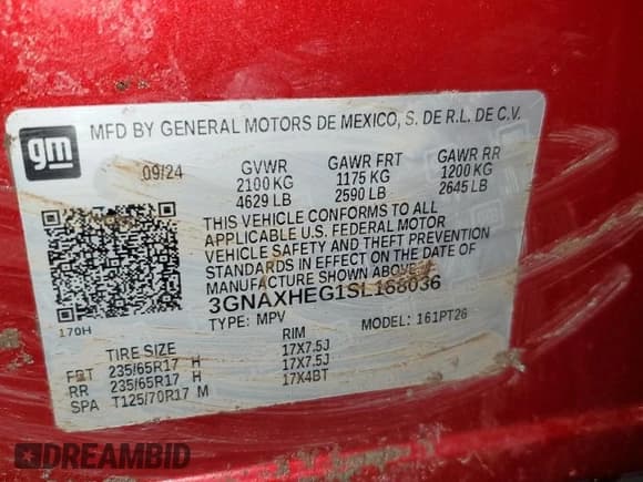 ✅ 2025 Chevrolet Equinox FWD LT • VIN: 3GNAXHEG1SL168036 • Lot: 54703185. Wystawiony na Copart z przebiegiem Nie podano. Bezpłatny archiwum sprzedaży aukcyjnych z USA i szczegółowy raport historii pojazdu na DreamBid. Zdjęcie 13.