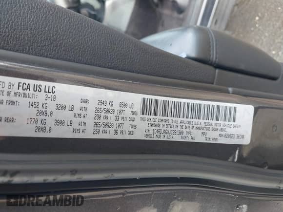 2018 Dodge Durango SXT with VIN 1C4RDJAGXJC291300, listed as a IAAI auction lot 43309283 with 92,879 mi miles and . Bid and sale history available at DreamBid. Image 9.