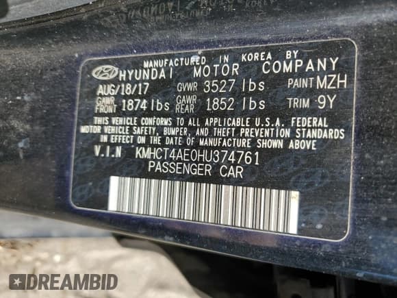 ✅ 2017 Hyundai Accent SE • VIN: KMHCT4AE0HU374761 • Лот: 80754264. Опубликован ранее на Copart с пробегом 79 236 миль. Бесплатный доступ к архиву аукционных продаж из США и подробный отчёт об истории автомобиля на DreamBid. Изображение 13.