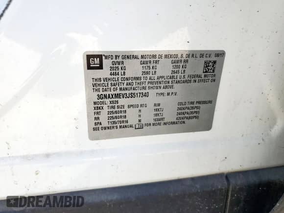 2018 Chevrolet Equinox Premier z VIN 3GNAXMEV3JS517340, wystawiony jako Copart lot #68435595 z przebiegiem 104 741 mil mil oraz Czysty tytuł • Clean title. Historia ofert i sprzedaży dostępna na DreamBid. Obrazek 13.