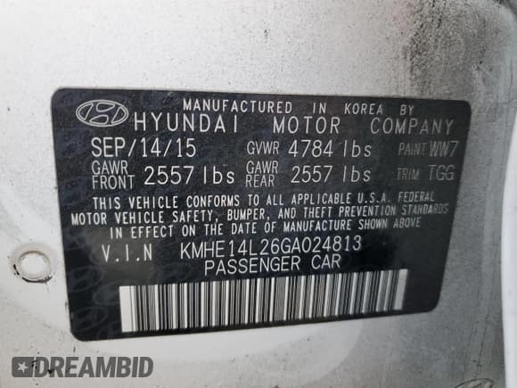 ✅ 2016 Hyundai Sonata • VIN: KMHE14L26GA024813 • Лот: 73361603. Опубликован ранее на Copart с пробегом 103 748 миль. Бесплатный доступ к архиву аукционных продаж из США и подробный отчёт об истории автомобиля на DreamBid. Изображение 12.