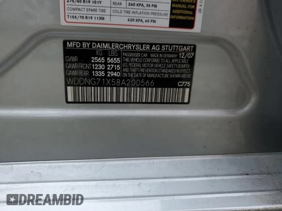 ✅ 2008 Mercedes-Benz S 550 • VIN: WDDNG71X58A200566 • Лот: 93661435. Опубликован ранее на Copart с пробегом 97 292 миль. Бесплатный доступ к архиву аукционных продаж из США и подробный отчёт об истории автомобиля на DreamBid. Изображение 12.