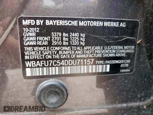 ✅ 2013 BMW 5 Series 535i xDrive • VIN: WBAFU7C54DDU71157 • Lot: 93645125. Wystawiony na Copart z przebiegiem 198 341 mil. Bezpłatny archiwum sprzedaży aukcyjnych z USA i szczegółowy raport historii pojazdu na DreamBid. Zdjęcie 12.