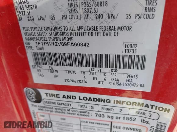 ✅ 2009 Ford F-150 XL • VIN: 1FTPW12V89FA60842 • Lot: 42906366. Listed on IAAI with 134,140 mi. Free auction sales archive from the USA and detailed vehicle history report at DreamBid. Image 9.